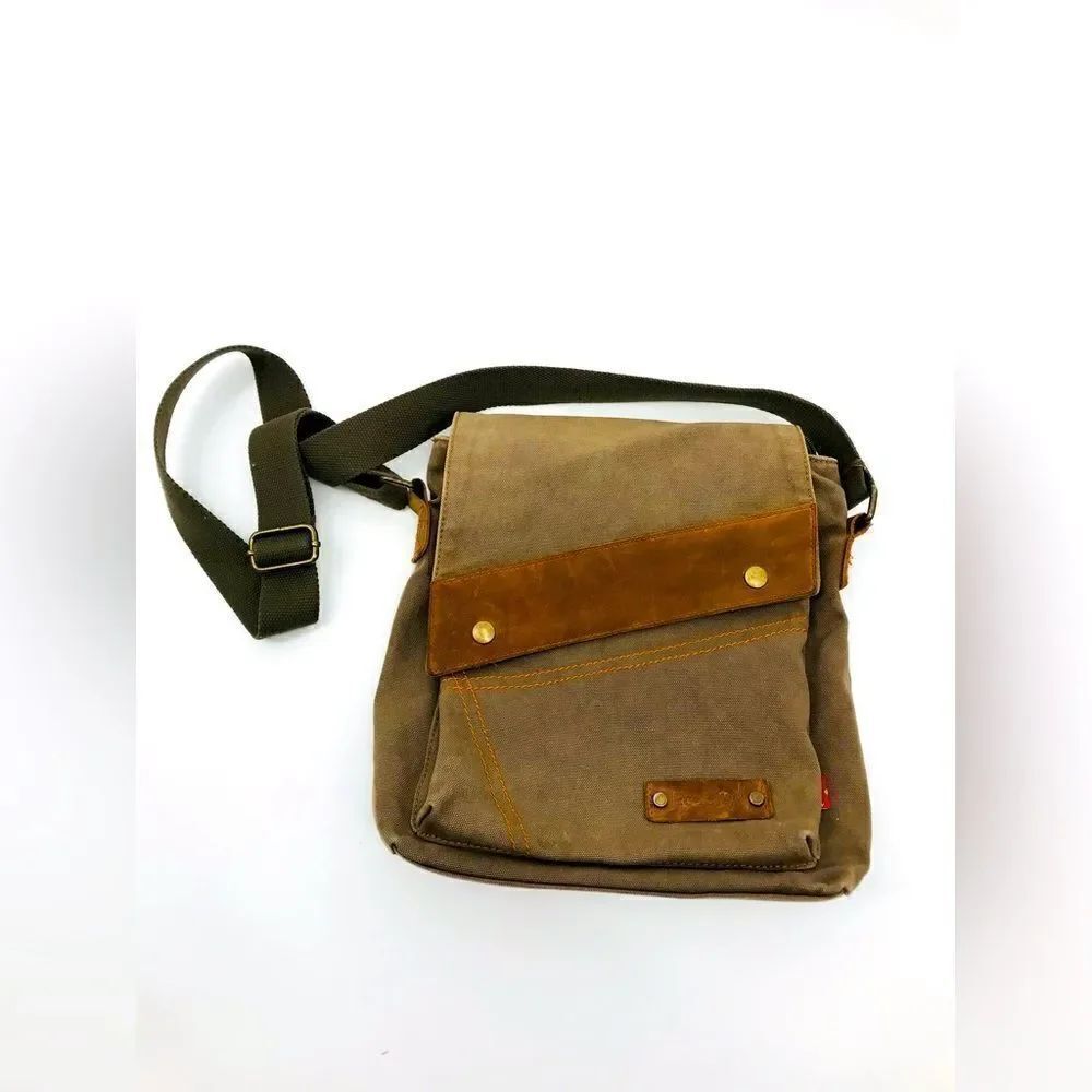 Ecocity Crossbody Messenger Bag Canvas & Leather